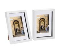 Nicola Spring 3D Shadow Box Photo Frame - A5 (6 x 8") - 3D Photo Frame Picture Frame Memory Box Display Case for Photos, Memorabilia, Artworks, Crafts, Decoration, 4 x 6" Mount White - Set of 2