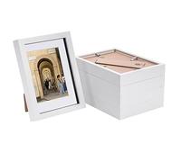 Nicola Spring 3D Shadow Box Photo Frame - A5 (6 x 8") - 3D Photo Frame Picture Frame Memory Box Display Case for Photos, Memorabilia, Artworks, Crafts, Decoration, 4 x 6" Mount White - Set of 5