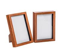Nicola Spring 3D Shadow Box Photo Frame - A5 (6 x 8") - 3D Photo Frame Picture Frame Memory Box Display Case for Photos, Memorabilia, Artworks, Crafts, Decoration, A5(6x8inch) Dark Wood - Set of 2