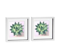 Nicola Spring 3D Shadow Box Photo Frames - 10x10 (25x25cm) - White 8x8 Mount (20x20cm) - Pack of 2 - White 3D Photo Frame Picture Frame Box Memorabilia Display Case for Keepsakes, Crafts