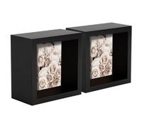 Nicola Spring 3D Shadow Box Photo Frames - 4 x 4 (10 x 10cm) - Pack of 5 - Black 3D Photo Frame Picture Frame Deep Box Small Square Display Case for Crafts, Keepsakes, Wedding, Graduation