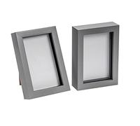 Nicola Spring 3D Shadow Box Photo Frames - 4 x 6 (10 x 15cm) - Pack of 2 - Grey 3D Photo Frame Picture Frame Box Small Portrait Display Case for Crafts, Keepsakes, Wedding, Graduation