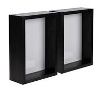 Nicola Spring 3D Shadow Box Photo Frames - 5 x 7 (12 x 17cm) - Pack of 2 - Black 3D Photo Frame Picture Frame Deep Box Portrait Display Case for Crafts, Keepsakes, Wedding, Graduation