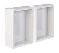 Nicola Spring 3D Shadow Box Photo Frames - 5 x 7 (12 x 17cm) - Pack of 2 - White 3D Photo Frame Picture Frame Deep Box Portrait Display Case for Crafts, Keepsakes, Wedding, Graduation