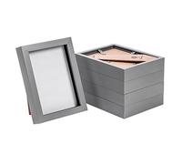 Nicola Spring 3D Shadow Box Photo Frames - 5 x 7 (12 x 17cm) - Pack of 5 - Grey 3D Photo Frame Box Picture Frame Portrait Display Case for Crafts, Keepsakes, Wedding, Graduation