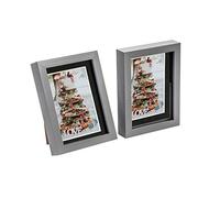 Nicola Spring 3D Shadow Box Photo Frames - 5x7 (12x17cm) - Black 4x6 Mount (10x15cm) - Pack of 2 - Grey 3D Photo Frame Box Picture Frame Box Portrait Display Case for Crafts, Keepsakes