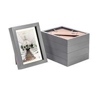 Nicola Spring 3D Shadow Box Photo Frames - 5x7 (12x17cm) - Ivory 4x6 Mount (10x15cm) - Pack of 5 - Grey 3D Photo Frame Box Picture Frame Box Portrait Display Case for Crafts, Keepsakes
