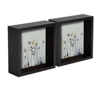 Nicola Spring 3D Shadow Box Photo Frames - 6x6 (15x15cm) - Pack of 2 - Black 3D Photo Frame Box Picture Frame Deep Box Memorabilia Display Case for Crafts, Keepsakes, Wedding, Graduation