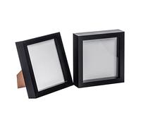 Nicola Spring 3D Shadow Box Photo Frames - 6x6 (15x15cm) - Pack of 2 - Black 3D Photo Frame Box Picture Frame Box Memorabilia Display Case for Crafts, Keepsakes, Wedding, Graduation