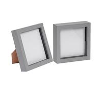 Nicola Spring 3D Shadow Box Photo Frames - 6x6 (15x15cm) - Pack of 2 - Grey 3D Photo Frame Box Picture Frame Box Memorabilia Display Case for Crafts, Keepsakes, Wedding, Graduation