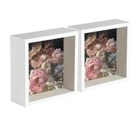 Nicola Spring 3D Shadow Box Photo Frames - 6x6 (15x15cm) - Pack of 2 - White 3D Photo Frame Box Picture Frame Deep Box Memorabilia Display Case for Crafts, Keepsakes, Wedding, Graduation