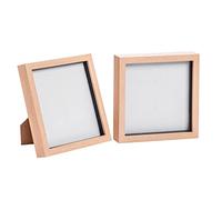 Nicola Spring 3D Shadow Box Photo Frames - 8 x 8 (20 x 20cm) - Pack of 2 - Light Wood 3D Photo Frame Box Picture Frame Square Display Case for Crafts, Keepsakes, Wedding, Graduation