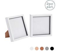 Nicola Spring 3D Shadow Box Photo Frames - 8 x 8 (20 x 20cm) - Pack of 2 - White 3D Photo Frame Box Picture Frame Square Display Case for Crafts, Keepsakes, Wedding, Graduation
