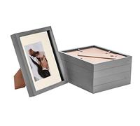 Nicola Spring 3D Shadow Box Photo Frames - 8x10 (20x25cm) - Ivory 4x6 Mount (10x15cm) - Pack of 5 - Grey 3D Photo Frame Box Picture Frame Box Portrait Display Case for Crafts, Keepsakes
