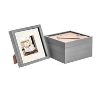 Nicola Spring 3D Shadow Box Photo Frames - 8x8 (20x20cm) - Ivory 4x4 Mount (10x10cm) - Pack of 5 - Grey 3D Photo Frame Box Picture Frame Box Square Display Case for Crafts, Keepsakes