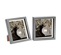Nicola Spring 3D Shadow Box Photo Frames - 8x8 (20x20cm) - Ivory 6x6 Mount (15x15cm) - Pack of 2 - Grey 3D Photo Frame Box Picture Frame Box Square Display Case for Crafts, Keepsakes