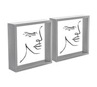 Nicola Spring 3D Shadow Box Photo Frames - 8x8 (20x20cm) - Pack of 2 - Grey 3D Photo Frame Box Picture Frame Deep Box Square Display Case for Crafts, Keepsakes, Wedding, Graduation
