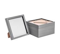 Nicola Spring 3D Shadow Box Photo Frames - 8x8 (20x20cm) - Pack of 5 - Grey 3D Photo Frame Box Picture Frame Box Square Display Case for Crafts, Keepsakes, Wedding, Graduation