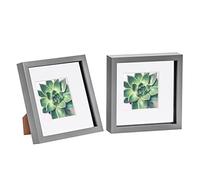 Nicola Spring 3D Shadow Box Photo Frames - 8x8 (20x20cm) - White 4x4 Mount (10x10cm) - Pack of 2 - Grey 3D Photo Frame Box Picture Frame Box Square Display Case for Crafts, Keepsakes