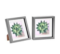 Nicola Spring 3D Shadow Box Photo Frames - 8x8 (20x20cm) - White 6x6 Mount (15x15cm) - Pack of 2 - Grey 3D Photo Frame Box Picture Frame Box Square Display Case for Crafts, Keepsakes