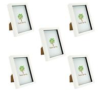 Nicola Spring 3D Shadow Box Photo Frames A5 6 x 8 Inch - White - Pack of 5 | Sturdy Acrylic Construction, Clear Glass Front, Adjustable Display Depths, Fold-Out Rear Stand, Wall-Mountable Design