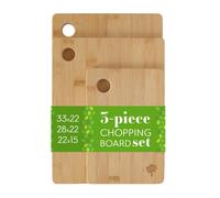 Nicola Spring 3pc Bamboo Chopping Board Set - 100% Bamboo Natural Cutting Serving Boards in Brown Nicola Spring Brown