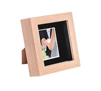 Nicola Spring 4 x 4 3D Shadow Box Photo Frame - Craft Display Picture Frame with 2 x 2 Mount - Glass Aperture - Light Wood/Black