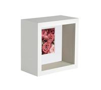 Nicola Spring 4 x 4 3D Shadow Deep Box Photo Frame - Craft Display Picture Frame with 2 x 2 Mount - White