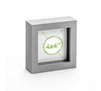 Nicola Spring 4 X 4" Photo Frame - Grey - 3D Photo Frame Picture Frame Box Portrait Display Case (12.5 X 12.5Cm)
