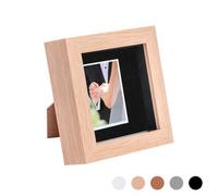 Nicola Spring 4 X 4" Photo Frame - Light Wood/black Mount - 3D Photo Frame Picture Frame Box Portrait Display Case (12.5 X 12.5Cm)