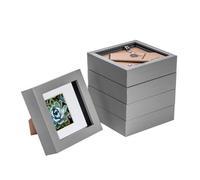 Nicola Spring 4 X 4" Photo Frames - Grey/white Mount - 3D Picture Frame Box Portrait Display Case (12.5 X 12.5Cm) Set Of 5