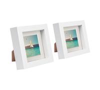 Nicola Spring 4 X 4" Photo Frames - Ivory Mount 3D Photo Frame Picture Frame Box Portrait Display Case & Spacer (12.5 X 12.5Cm) X2