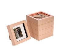 Nicola Spring 4 X 4" Photo Frames - Light Wood/ivory Mount - 3D Picture Frame Box Portrait Display Case (12.5 X 12.5Cm) Set Of 5