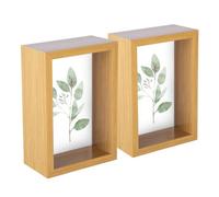 Nicola Spring 4 X 6" Deep Photo Frames - Light Wood - 3D Deep Box Picture Frame Portrait Display Case (17.5 X 12.5Cm) - Set Of 2