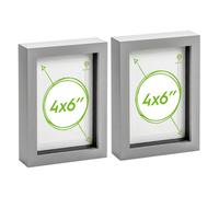 Nicola Spring 4 X 6" Photo Frames - Grey - 3D Photo Frame Picture Frame Box Portrait Display Case (17.5 X 12.5Cm) Set Of 2