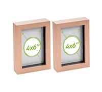 Nicola Spring 4 X 6" Photo Frames - Light Wood - 3D Photo Frame Picture Frame Box Portrait Display Case (17.5 X 12.5Cm) Set Of 2