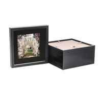 Nicola Spring 5 Piece 10 x 10 3D Shadow Box Photo Frame Set - Craft Display Picture Frame with 6 x 6 Mount - Glass Aperture - Black/Black