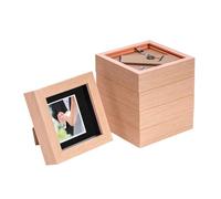 Nicola Spring 5 Piece 4 x 4 3D Shadow Box Photo Frame Set - Craft Display Picture Frame with 2 x 2 Mount - Glass Aperture - Light Wood/Black