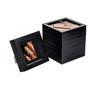 Nicola Spring 5 Piece 4 x 4 3D Shadow Box Photo Frame Set - Craft Display Picture Frame with 2 x 2 Mount - Glass Aperture - Black/Black