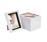 Nicola Spring 5 Piece 5 x 7 3D Shadow Box Photo Frame Set - Craft Display Picture Frame with 4 x 6 Mount - Glass Aperture - White/Black