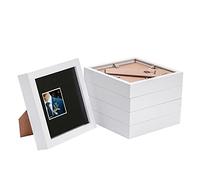 Nicola Spring 5 Piece 6 x 6 3D Shadow Box Photo Frame Set - Craft Display Picture Frame with 2 x 2 Mount - Glass Aperture - White/Black