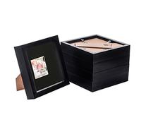 Nicola Spring 5 Piece 6 x 6 3D Shadow Box Photo Frame Set - Craft Display Picture Frame with 4 x 4 Mount - Glass Aperture - Black/Black
