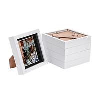 Nicola Spring 5 Piece 6 x 6 3D Shadow Box Photo Frame Set - Craft Display Picture Frame with 4 x 4 Mount - Glass Aperture - White/Black