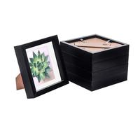 Nicola Spring 5 Piece 6 x 6 3D Shadow Box Photo Frame Set - Craft Display Picture Frame with 4 x 4 Mount - Glass Aperture - Black/White