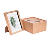 Nicola Spring 5 Piece 8 x 10 3D Shadow Box Photo Frame Set - Craft Display Picture Frame with 5 x 7 Mount - Glass Aperture - Light Wood