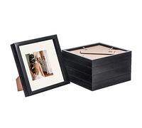 Nicola Spring 5 Piece 8 x 8 3D Shadow Box Photo Frame Set - Craft Display Picture Frame with 4 x 4 Mount - Glass Aperture - Black/Ivory