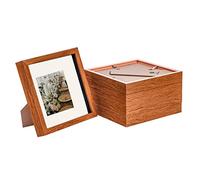Nicola Spring 5 Piece 8 x 8 3D Shadow Box Photo Frame Set - Craft Display Picture Frame with 4 x 4 Mount - Glass Aperture - Dark Wood/Ivory