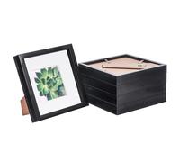 Nicola Spring 5 Piece 8 x 8 3D Shadow Box Photo Frame Set - Craft Display Picture Frame with 4 x 4 Mount - Glass Aperture - Black/White