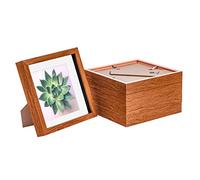 Nicola Spring 5 Piece 8 x 8 3D Shadow Box Photo Frame Set - Craft Display Picture Frame with 6 x 6 Mount - Glass Aperture - Dark Wood