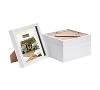 Nicola Spring 5 Piece 8 x 8 3D Shadow Box Photo Frame Set - Craft Display Picture Frame with 6 x 6 Mount - Glass Aperture - White/Ivory